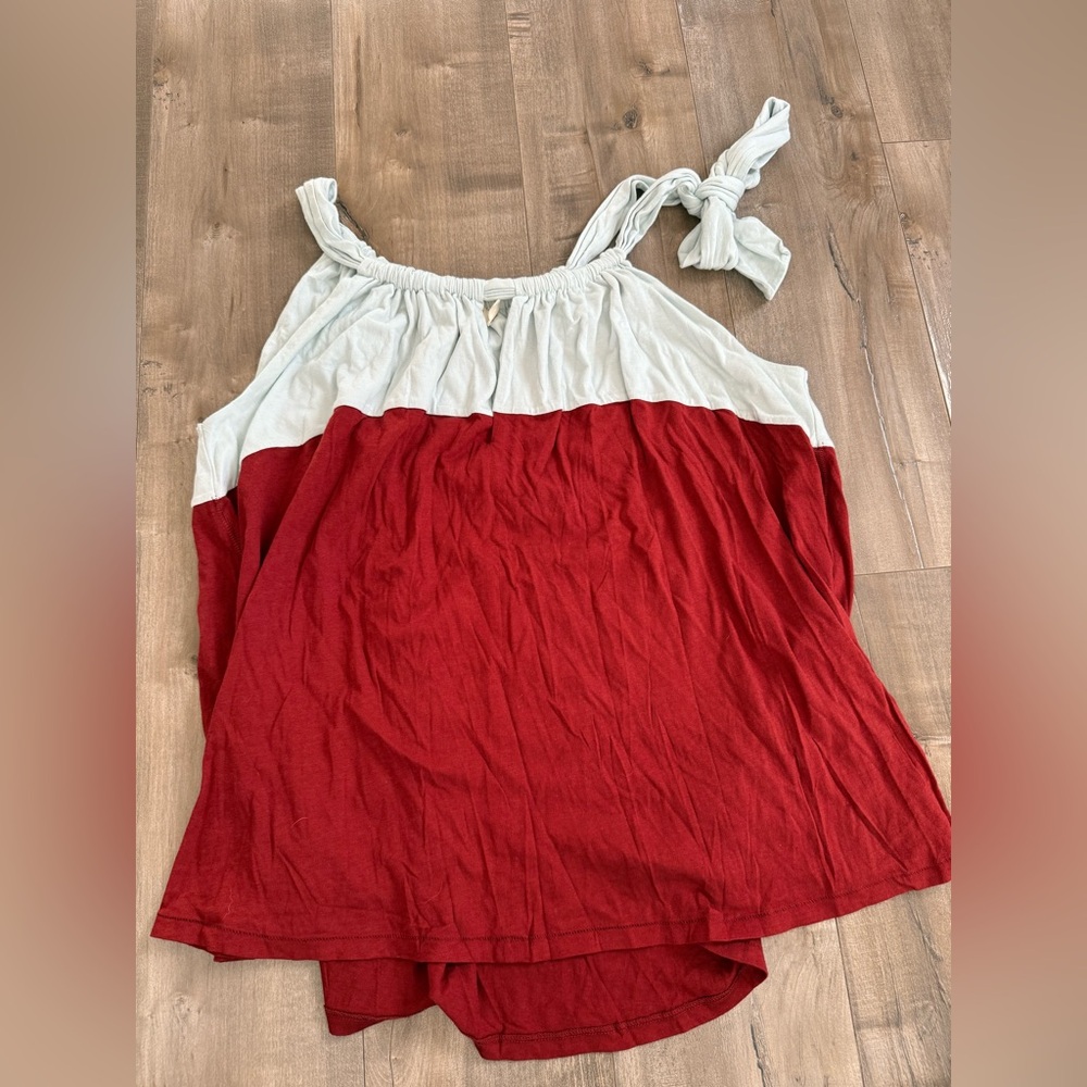 Pilcro and the Letterpress Sleeveless Blouse Tank Keyhole Color block Tie Medium